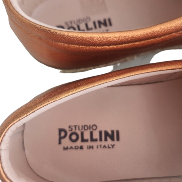 NWT Studio Pollini Espadrilles Metallic Orange Leather - Picture 5 of 12